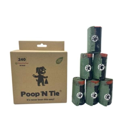 Green - Poop \'N Tie Refill Box - 16 Rolls Of Drawstring Bags