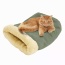 Sage Green - GOOPAWS 4 in 1 Self Warming Burrow Cat Bed, Pet Hideway Sleeping Cuddle Cave - 22
