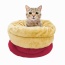 Burgundy - GOOPAWS 4 in 1 Self Warming Burrow Cat Bed, Pet Hideway Sleeping Cuddle Cave - 22
