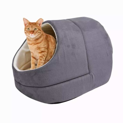 Grey - GOOPAWS Cat Cave for Cat and Warming Burrow Cat Bed, Pet Hideway Sleeping Cuddle Cave - 18\