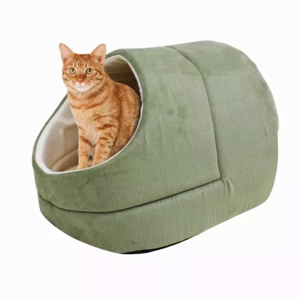 Sage Green - GOOPAWS Cat Cave for Cat and Warming Burrow Cat Bed, Pet Hideway Sleeping Cuddle Cave - 18\