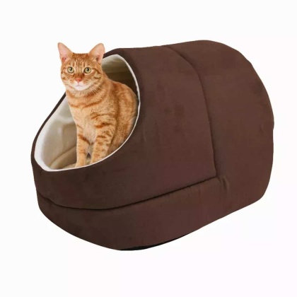 Coffee - GOOPAWS Cat Cave for Cat and Warming Burrow Cat Bed, Pet Hideway Sleeping Cuddle Cave - 18\