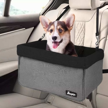 Black - JESPET & GOOPAWS Dog Booster Seats for Cars, Portable Dog Car Seat Travel Carrier with Seat Belt for 24lbs Pets - 16\
