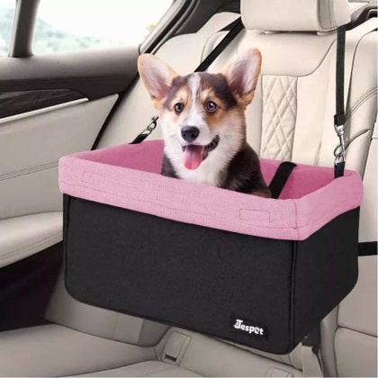 Pink - JESPET & GOOPAWS Dog Booster Seats for Cars, Portable Dog Car Seat Travel Carrier with Seat Belt for 24lbs Pets - 16\
