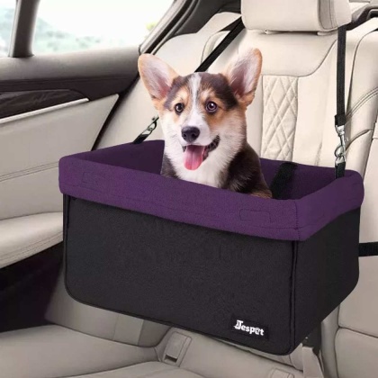 Purple - JESPET & GOOPAWS Dog Booster Seats for Cars, Portable Dog Car Seat Travel Carrier with Seat Belt for 24lbs Pets - 16\