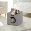 Smoke Gray - JESPET Foldable Cat Condo, Cat Cube House & Sleepping Bed with Lying Surface and 2 Reversible Cushions, Cat Hiding Place, Cat Cave, Linenette Fabric, Felt and Engineered Wood, Scratch Resista - 15.4