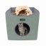 Sage Green - JESPET Foldable Cat Condo, Cat Cube House & Sleepping Bed with Lying Surface and 2 Reversible Cushions, Cat Hiding Place, Cat Cave, Linenette Fabric, Felt and Engineered Wood, Scratch Resista - 15.4