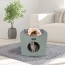 Sage Green - JESPET Foldable Cat Condo, Cat Cube House & Sleepping Bed with Lying Surface and 2 Reversible Cushions, Cat Hiding Place, Cat Cave, Linenette Fabric, Felt and Engineered Wood, Scratch Resista - 15.4