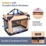 Beige - JESPET Soft Pet Crates Kennel, 3 Door Soft Sided Folding Travel Pet Carrier with Straps and Fleece Mat for Dogs, Cats, Rabbits, Indoor/Outdoor Use with Grey, Blue & Beige, Black - 30