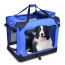 Blue - JESPET Soft Pet Crates Kennel, 3 Door Soft Sided Folding Travel Pet Carrier with Straps and Fleece Mat for Dogs, Cats, Rabbits, Indoor/Outdoor Use with Grey, Blue & Beige, Black - 30
