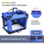 Blue - JESPET Soft Pet Crates Kennel, 3 Door Soft Sided Folding Travel Pet Carrier with Straps and Fleece Mat for Dogs, Cats, Rabbits, Indoor/Outdoor Use with Grey, Blue & Beige, Black - 30