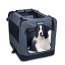 Grey - JESPET Soft Pet Crates Kennel, 3 Door Soft Sided Folding Travel Pet Carrier with Straps and Fleece Mat for Dogs, Cats, Rabbits, Indoor/Outdoor Use with Grey, Blue & Beige, Black - 36
