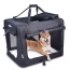Black - JESPET Soft Pet Crates Kennel, 3 Door Soft Sided Folding Travel Pet Carrier with Straps and Fleece Mat for Dogs, Cats, Rabbits, Indoor/Outdoor Use with Grey, Blue & Beige, Black - 30