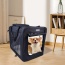 Black - JESPET Soft Pet Crates Kennel, 3 Door Soft Sided Folding Travel Pet Carrier with Straps and Fleece Mat for Dogs, Cats, Rabbits, Indoor/Outdoor Use with Grey, Blue & Beige, Black - 30