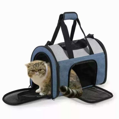 Blue Grey - JESPET Soft-Sided Kennel Pet Carrier for Small Dogs, Cats, Puppy, Airline Approved Cat Carriers Dog Carrier Collapsible, Travel Handbag & Car Seat - 16\