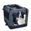 Grey - JESPET Soft Pet Crates Kennel, 3 Door Soft Sided Folding Travel Pet Carrier with Straps and Fleece Mat for Dogs, Cats, Rabbits, Indoor/Outdoor Use with Grey, Blue & Beige, Black - 26