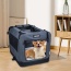 Grey - JESPET Soft Pet Crates Kennel, 3 Door Soft Sided Folding Travel Pet Carrier with Straps and Fleece Mat for Dogs, Cats, Rabbits, Indoor/Outdoor Use with Grey, Blue & Beige, Black - 26