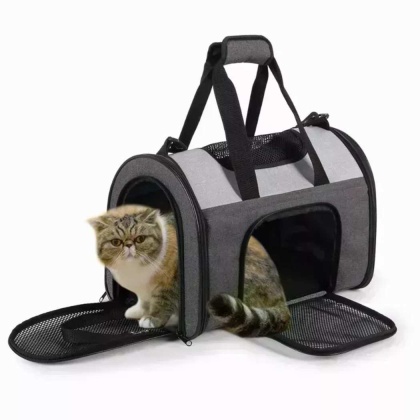 Smoke Grey - JESPET Soft-Sided Kennel Pet Carrier for Small Dogs, Cats, Puppy, Airline Approved Cat Carriers Dog Carrier Collapsible, Travel Handbag & Car Seat - 16\