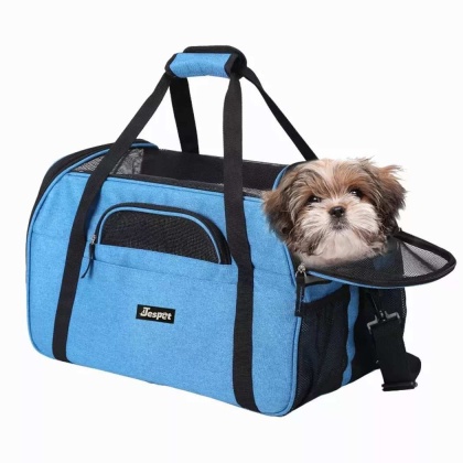 Turquoise Blue - JESPET Soft-Sided Kennel Pet Carrier for Small Dogs, Cats, Puppy, Airline Approved Cat Carriers Dog Carrier Collapsible, Travel Handbag & Car Seat - 17\