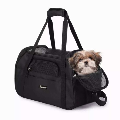 Black - JESPET Soft-Sided Kennel Pet Carrier for Small Dogs, Cats, Puppy, Airline Approved Cat Carriers Dog Carrier Collapsible, Travel Handbag & Car Seat - 17\
