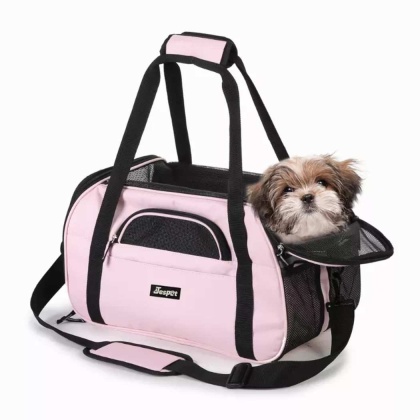 Pink - JESPET Soft-Sided Kennel Pet Carrier for Small Dogs, Cats, Puppy, Airline Approved Cat Carriers Dog Carrier Collapsible, Travel Handbag & Car Seat - 17\