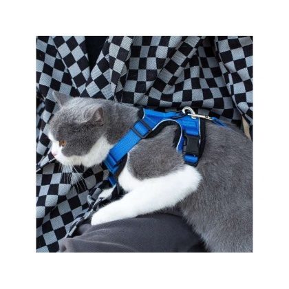 Blue - Mr. Peanut\'s PurrTrek Reflective Cat Harness with Matching Leash - X Small