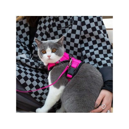 Pink - Mr. Peanut\'s PurrTrek Reflective Cat Harness with Matching Leash - Small