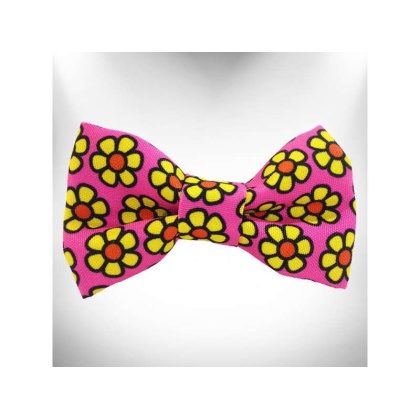 Yellow  - Daisies Doggie Bow Tie - Large 5\