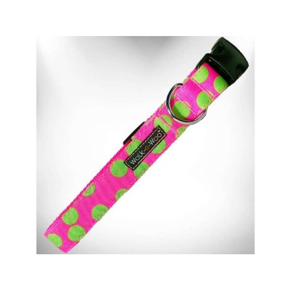Green Dot on Pink - Polka Dot Dog - Neon Collars - L 1\