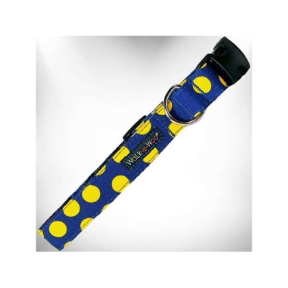 Yellow Dot on Blue - Polka Dot Dog - Neon Collars - XS 5/8\