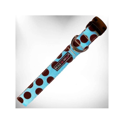 Brown Dot on Lt Blue - Polka Dot Dog Collars - XS 5/8\