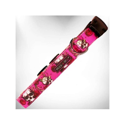 Pink Skulls n\' Roses - Tattoo Dog Collars - XS 5/8\