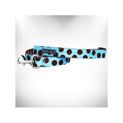 Brown Dot on Lt Blue - Polka Dot Dog Leads  - THIN Lead 5/8\