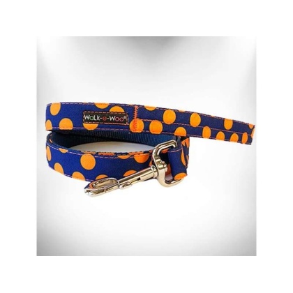Orange Dot on Blue - Polka Dot Dog Leads  - THIN Lead 5/8\