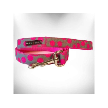 Pink Dot on Grey - Polka Dot Dog - Neon Leads  - THIN Lead 5/8\