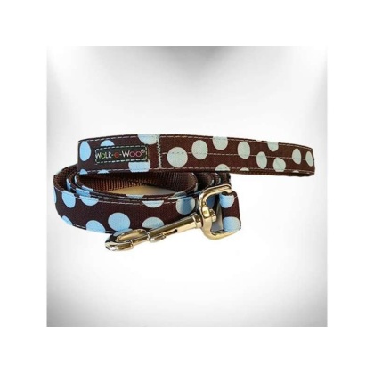 Blue Dot on Brown - Polka Dot Dog Leads  - THIN Lead 5/8\