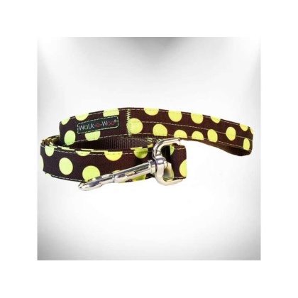 Green Dot on Brown - Polka Dot Dog Leads  - THIN Lead 5/8\