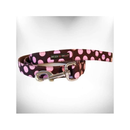 Pink Dot on Brown - Polka Dot Dog Leads  - THIN Lead 5/8\