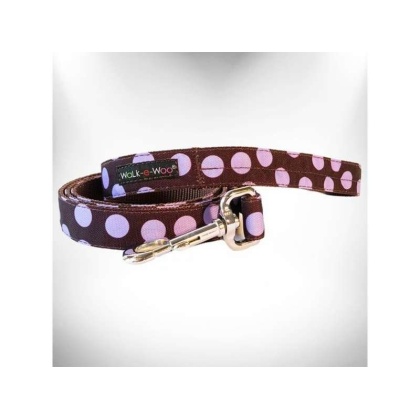 Purple Dot on Brown - Polka Dot Dog Leads  - THIN Lead 5/8\