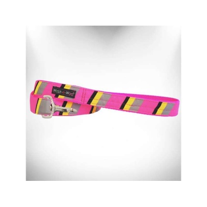 Pink/Grey  - Stripes Dog Leash - THIN 5/8\