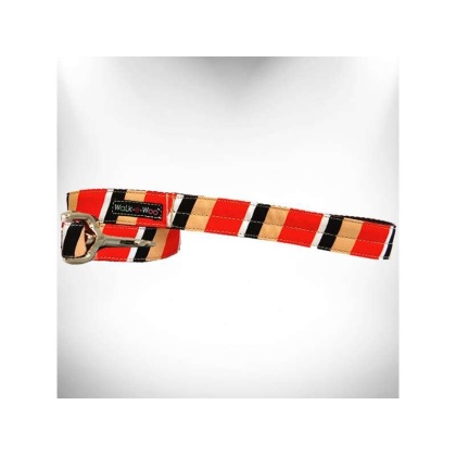 Red/Tan  - Stripes Dog Leash - THIN 5/8\