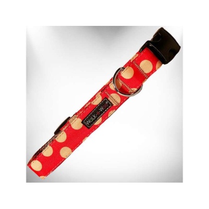 Tan Dots on Red - Polka Dot Dog - Tan Dots Collars - XS 5/8\