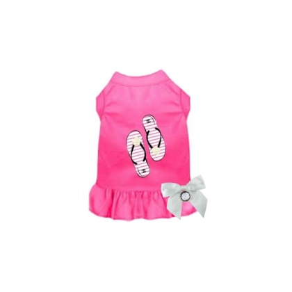 PINK - My Favorite Fuzzy Flip Flops Dog Dress - 2X Large