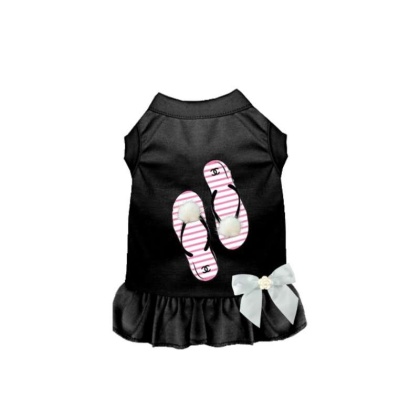 BLACK - My Favorite Fuzzy Flip Flops Dog Dress - X Small