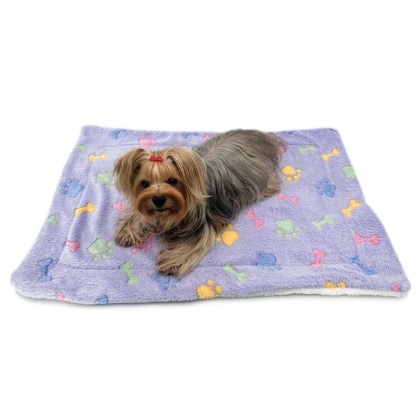 Purple - Ultra Plush Colorful Bones/Paws Blanket - 30\