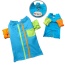 Green/Blue - Knit Cotton Contrast Shirt with Roll-Up Sleeves - M