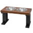 Black/Chestnut - Farmhouse 2 Bowl Elevated Regular Feeder -  12 Inch