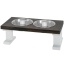 White/Ebony - Farmhouse 2 Bowl Elevated Regular Feeder -  8 Inch