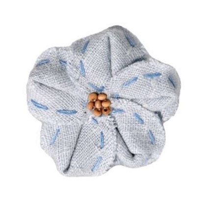 FL2003 | Linen Flower Dog | Cat | Pet Bow on Velcro Fastener|Pets Ribbons - White