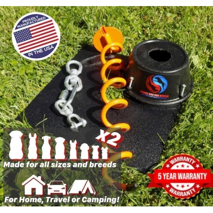 Double Dog Run Tangle-free Two Dog Tie Out Stake - Heavy-Duty Tie Out Stake - 1200lbs